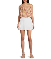 Moa Moa Sleeveless Tie Strap Floral Printed Top