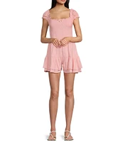 Moa Moa Square Neck Cap Sleeve Smocked A-Line Romper