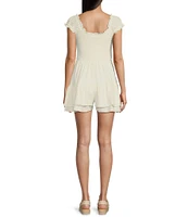 Moa Moa Square Neck Cap Sleeve Smocked A-Line Romper