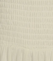 Moa Moa Square Neck Cap Sleeve Smocked A-Line Romper