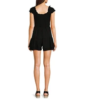 Moa Moa Square Neck Cap Sleeve Smocked A-Line Romper