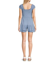 Moa Moa Square Neck Cap Sleeve Smocked A-Line Romper