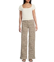 Moa Moa Square Neck Short Sleeve Top