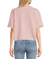 Moa Moa Striped V-Neck Short Sleeve Cropped Top