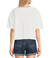 Moa Moa Striped V-Neck Short Sleeve Cropped Top