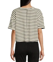 Moa Moa Striped V-Neck Short Sleeve Top