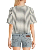 Moa Moa Striped V-Neck Short Sleeve Top