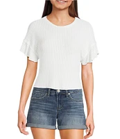 Moa Moa Textured Short Sleeve Drop Shoulder T-Shirt