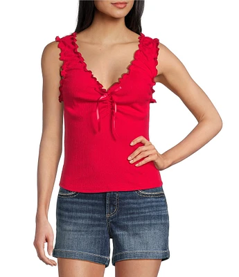 Moa Moa V-Neck Cinched Front Tank Top