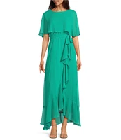Moda Tara Boat Neck Tie Waist High-Low Hem Wrap Dress