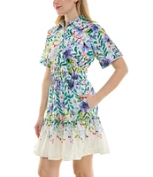 Moda Tara Cotton Floral Print Shirt Dress