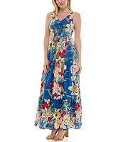 Moda Tara Floral Print Sleeveless Tiered Maxi Dress