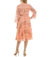 Moda Tara Long Sleeve Faux Wrap V-Neck Floral Chiffon Midi Dress