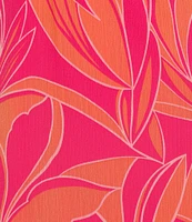 Moda Tara Long Sleeve V-Neck Tropical Print Twist Tie A-Line Maxi Dress
