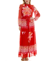 Moda Tara Mock Neck Floral Printed Maxi Dress