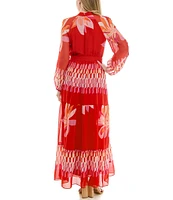 Moda Tara Mock Neck Floral Printed Maxi Dress
