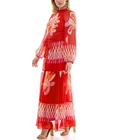 Moda Tara Mock Neck Floral Printed Maxi Dress