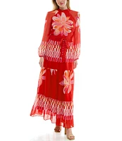 Moda Tara Mock Neck Floral Printed Maxi Dress