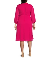 Moda Tara Plus Size Chiffon Ruffled Faux Wrap Dress