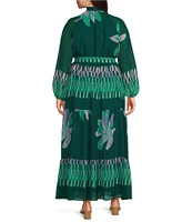 Moda Tara Plus Size Long Sleeve Floral Printed Maxi Dress