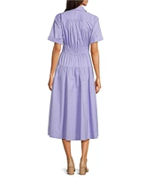 Moda Tara Short Sleeve Button Front Poplin Shirt Dress
