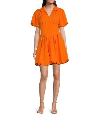 Moda Tara Short Sleeve Point Collar Stretch Crepe Dress