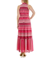 Moda Tara Sleeveless Mock Neck Belted Crochet Maxi Dress