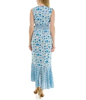 Moda Tara Sleeveless V-Neck Floral Print Wrap Dress