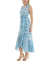 Moda Tara Sleeveless V-Neck Floral Print Wrap Dress