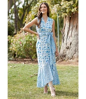 Moda Tara Sleeveless V-Neck Floral Print Wrap Dress