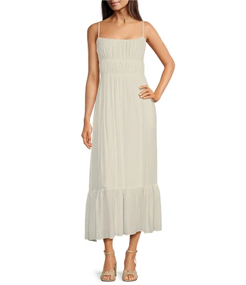 Moda Tara Square Neck Sleeveless Clip Dot Midi