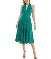 Moda Tara V-Neck Sleeveless Corded Lace A-Line Midi Dress