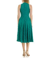 Moda Tara V-Neck Sleeveless Corded Lace A-Line Midi Dress