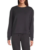 Modern Movement Half Moon by Modern Movement Solid Scuba Knit Long Sleeve Crew Neck Lounge Top