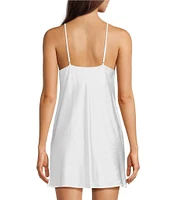 Modern Movement Satin Sleeveless Square Neck Midi Slip