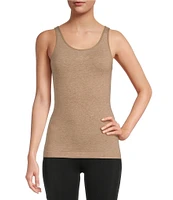 Modern Movement Seamless Scoop Neck Sleeveless Cotton Blend Tank