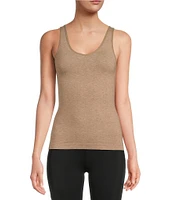 Modern Movement Seamless Scoop Neck Sleeveless Cotton Blend Tank