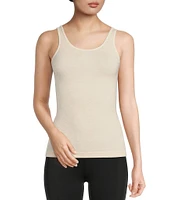 Modern Movement Seamless Scoop Neck Sleeveless Cotton Blend Tank