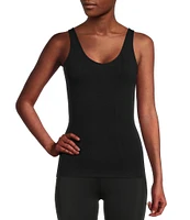 Modern Movement Seamless Scoop Neck Sleeveless Cotton Blend Tank