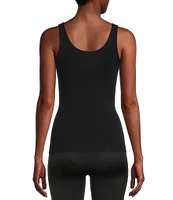 Modern Movement Seamless Scoop Neck Sleeveless Cotton Blend Tank