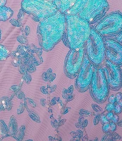 Morgan & Co. Floral Sequin V-Neck Off-The-Shoulder Sleeve Dress