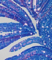 Morgan & Co. Pattern Sequin Cage Back Long Dress