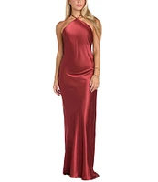 Morgan & Co. Satin Halter Neck Long Dress