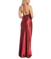 Morgan & Co. Satin Halter Neck Long Dress