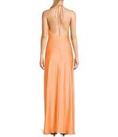 Morgan & Co. Satin Halter Neck Long Dress