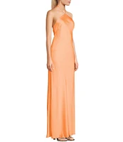 Morgan & Co. Satin Halter Neck Long Dress