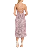Morgan & Co. Sequin Embellished Cowl Neck Midi Dress