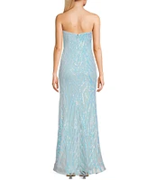 Morgan & Co. Sequin Pattern Strapless Long Dress