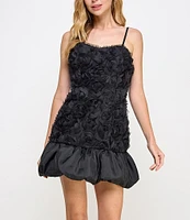 Morgan & Co. Sleeveless Taffeta Dropped Waist Bubble Chiffon Rosetta Short Dress