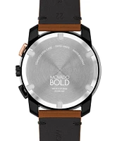 Movado Bold Men's TR90 Quartz Chronograph Cognac Leather Strap Watch